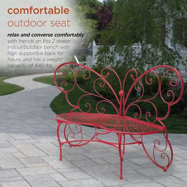 Last Day Special - Butterfly Metal Two People Outdoor Bench