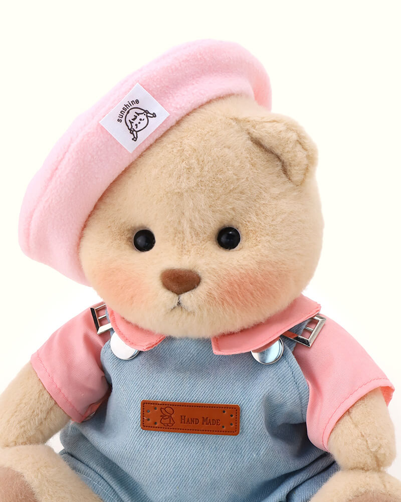 Getahug Pink Beanie Overalls | Handmade Jointed Teddy Bear Gift