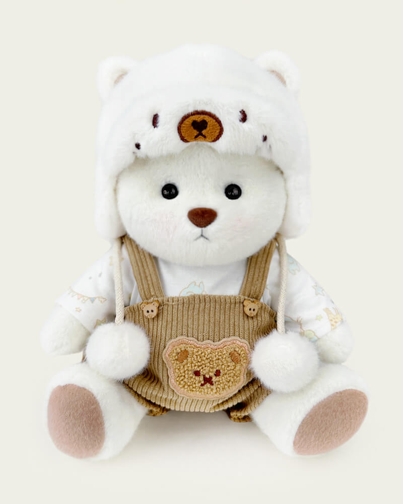 Getahug White Mink Hat Bear | Handmade Jointed Teddy Bear Gift