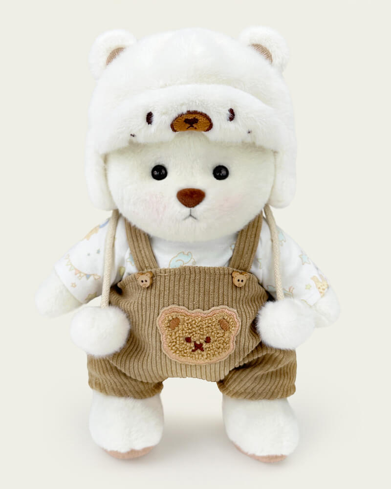 Getahug White Mink Hat Bear | Handmade Jointed Teddy Bear Gift