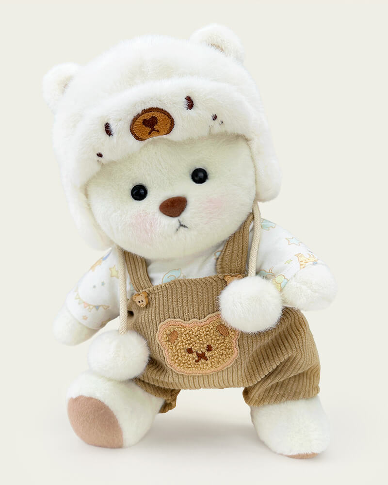 Getahug White Mink Hat Bear | Handmade Jointed Teddy Bear Gift