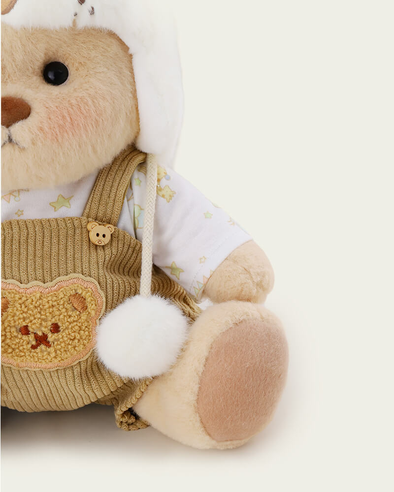 Getahug White Mink Hat Bear | Handmade Jointed Teddy Bear Gift