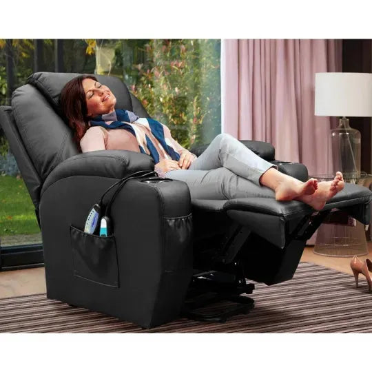 Second Half PriceFaux Leather Power Lift Recliner Chair with Massage and Heating Functions