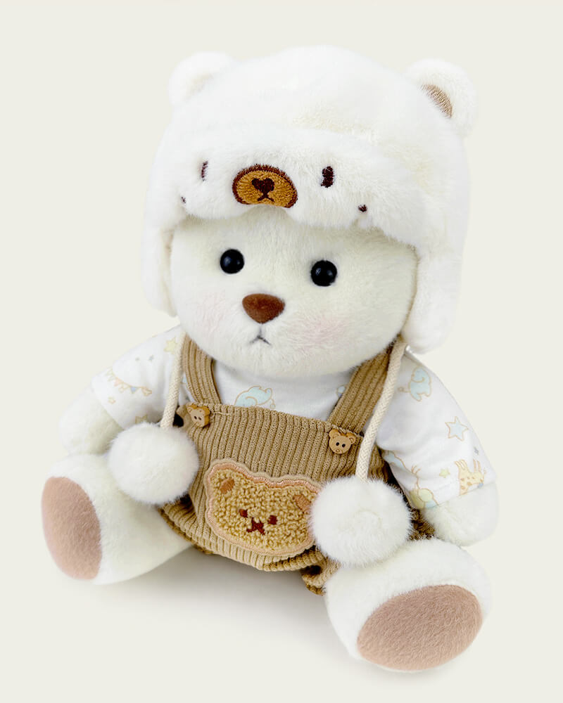 Getahug White Mink Hat Bear | Handmade Jointed Teddy Bear Gift