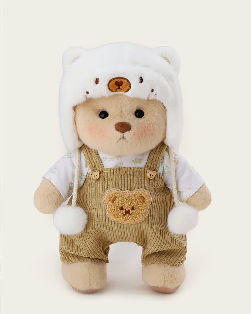 Getahug White Mink Hat Bear | Handmade Jointed Teddy Bear Gift