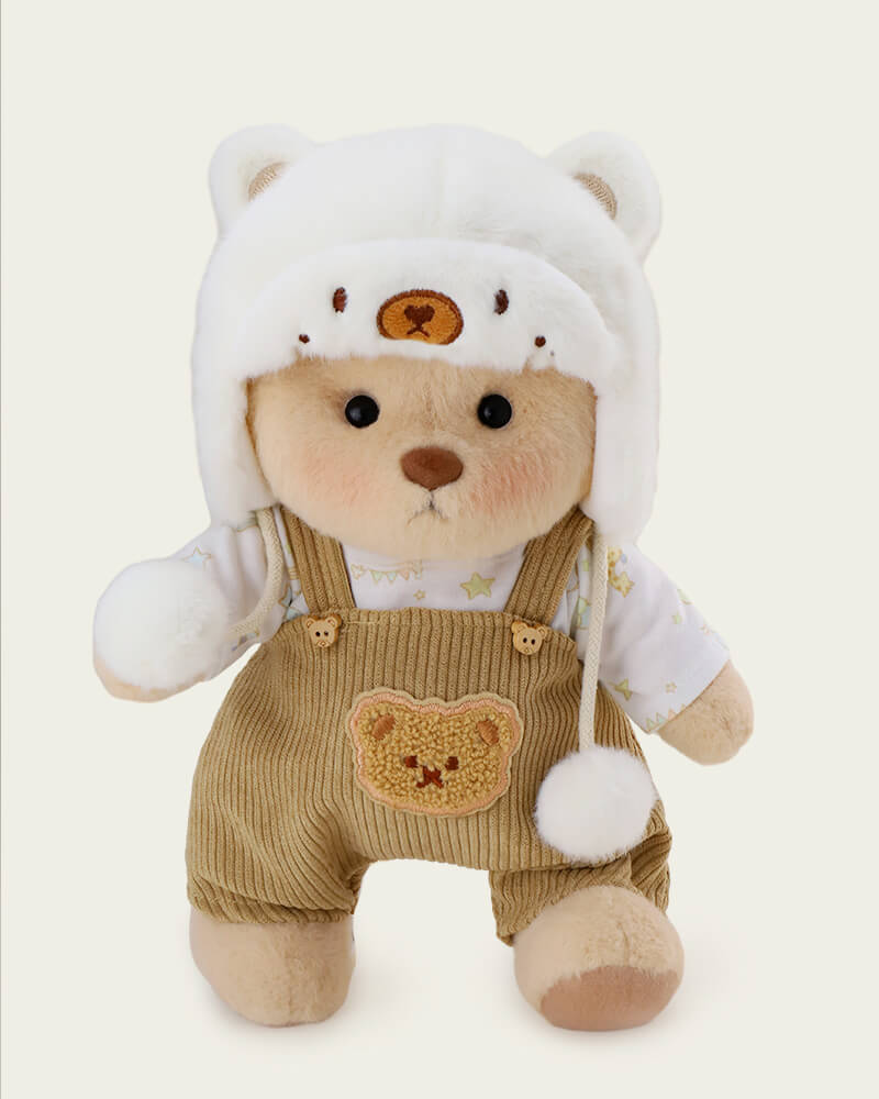 Getahug White Mink Hat Bear | Handmade Jointed Teddy Bear Gift