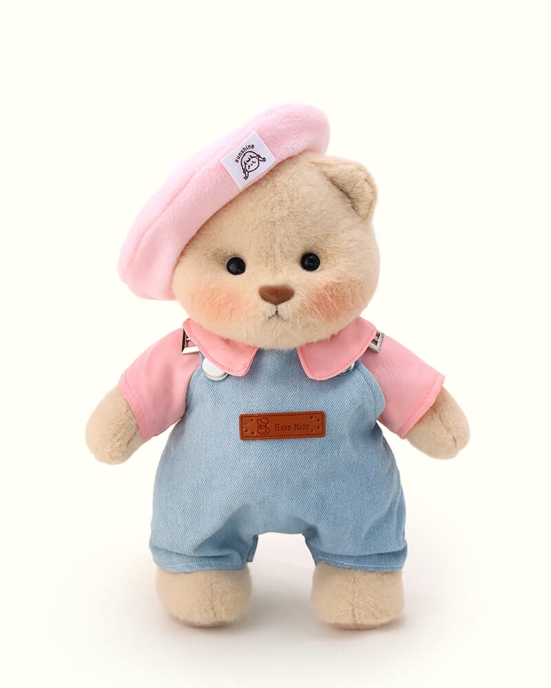 Getahug Pink Beanie Overalls | Handmade Jointed Teddy Bear Gift