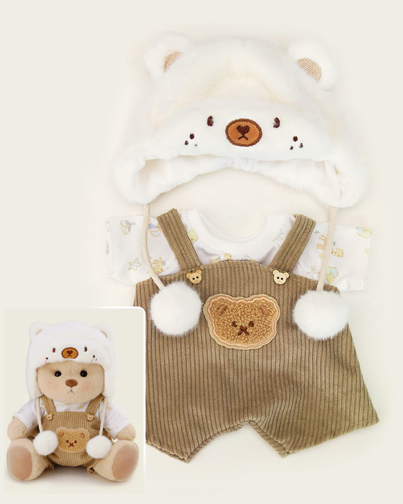 Getahug White Mink Hat Bear | Handmade Jointed Teddy Bear Gift