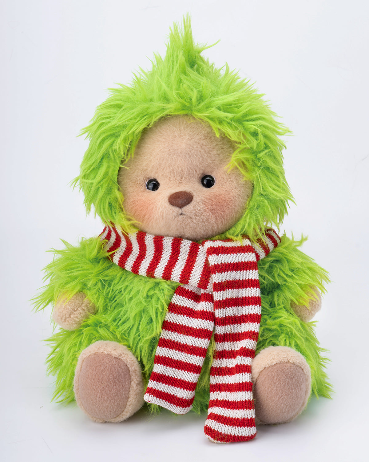 Getahug Christmas Green Fluffy Little Monster Bear | Handmade Jointed Teddy Bear Gift