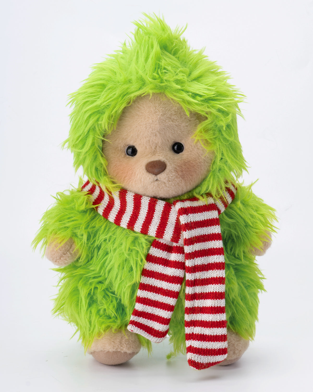 Getahug Christmas Green Fluffy Little Monster Bear | Handmade Jointed Teddy Bear Gift