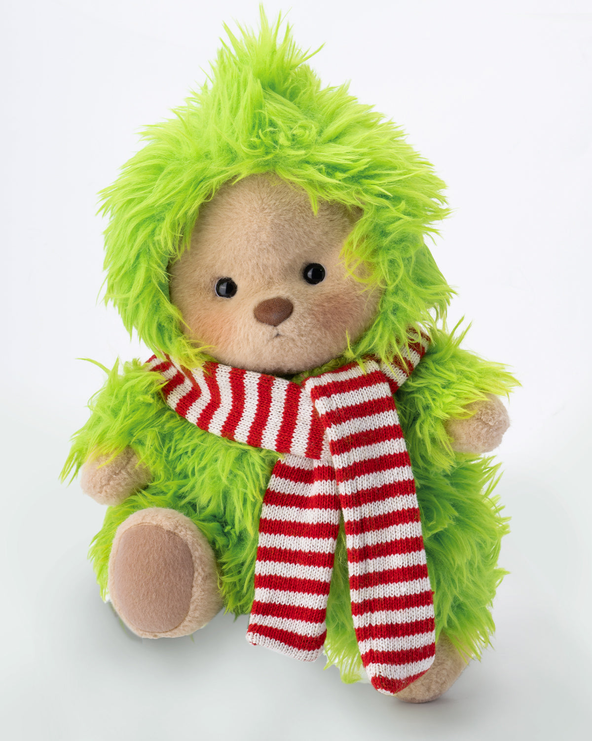 Getahug Christmas Green Fluffy Little Monster Bear | Handmade Jointed Teddy Bear Gift