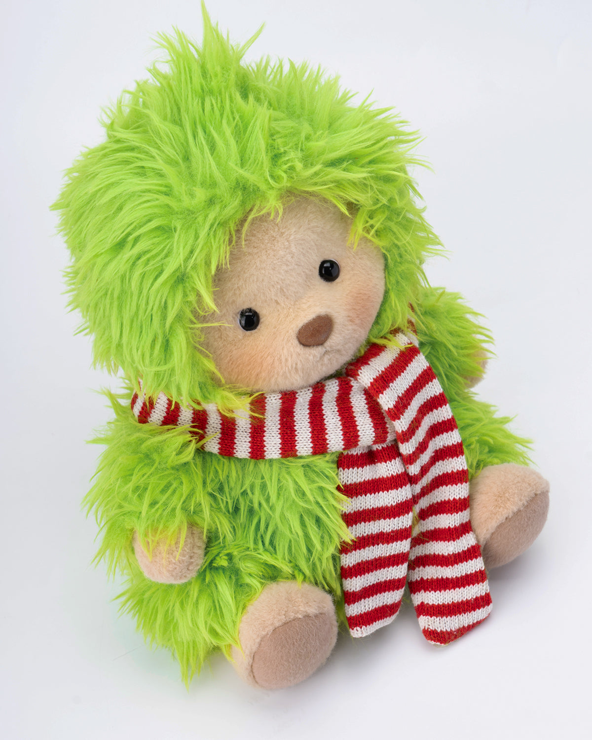 Getahug Christmas Green Fluffy Little Monster Bear | Handmade Jointed Teddy Bear Gift