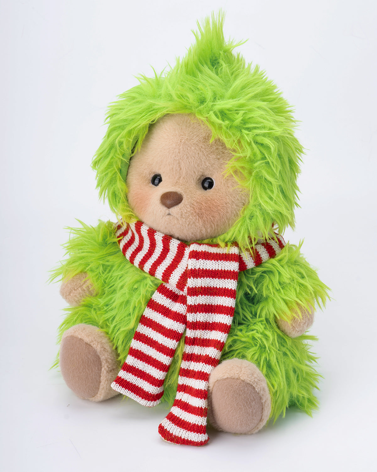 Getahug Christmas Green Fluffy Little Monster Bear | Handmade Jointed Teddy Bear Gift