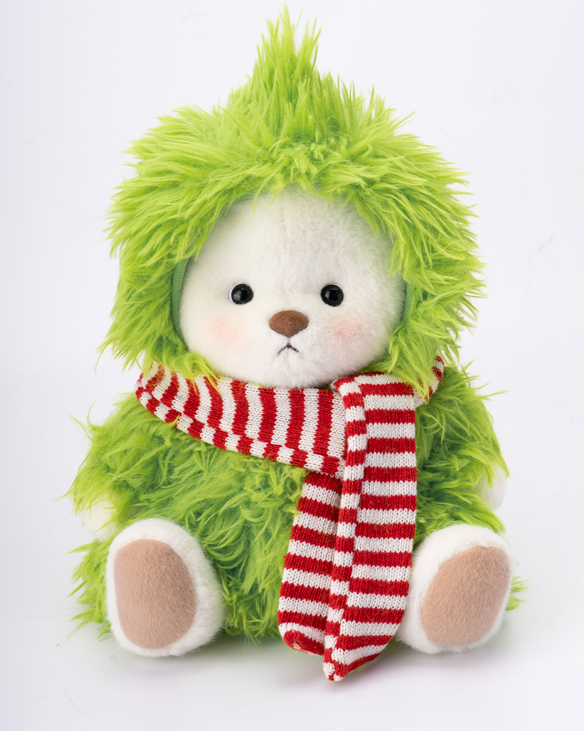 Getahug Christmas Green Fluffy Little Monster Bear | Handmade Jointed Teddy Bear Gift