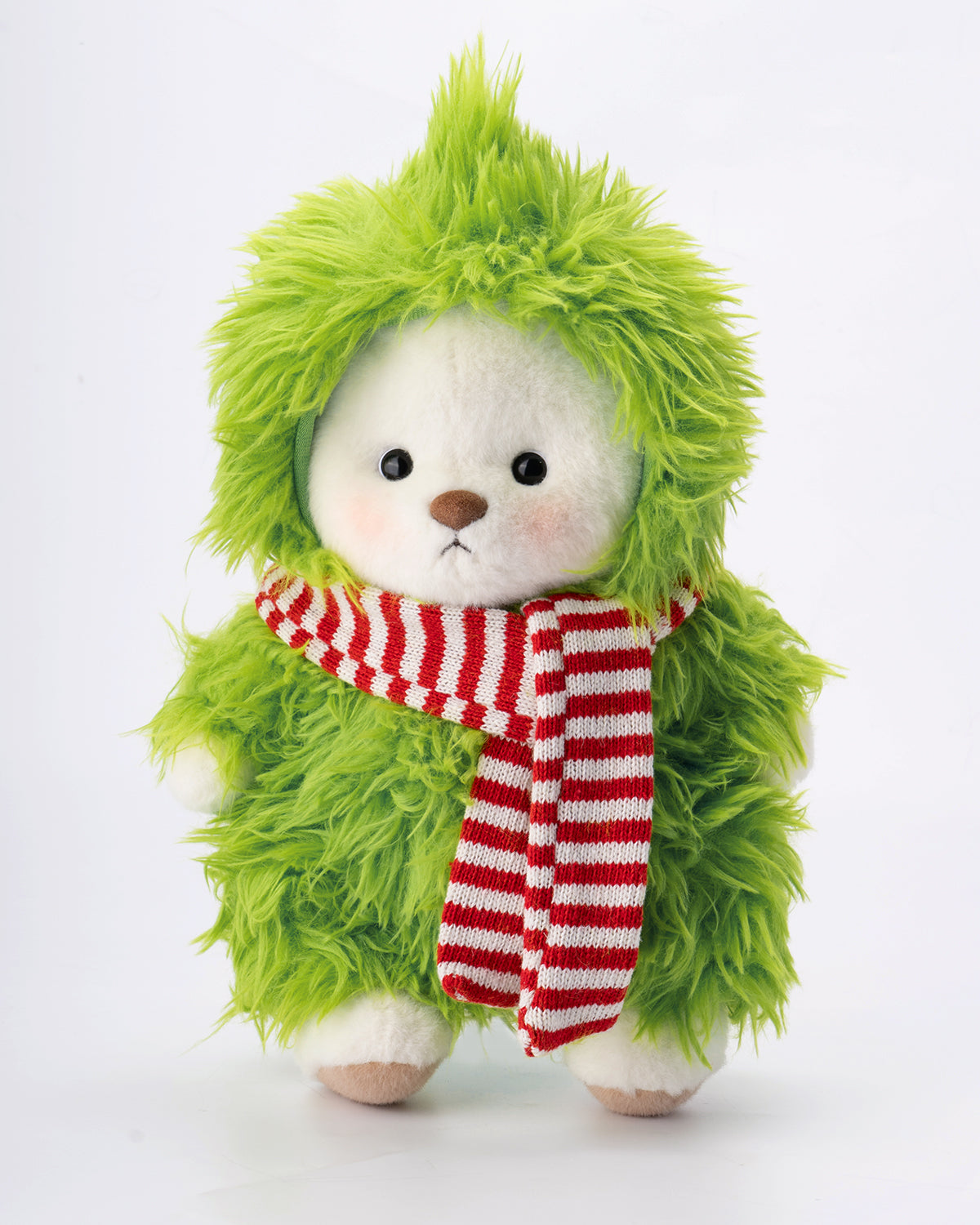 Getahug Christmas Green Fluffy Little Monster Bear | Handmade Jointed Teddy Bear Gift