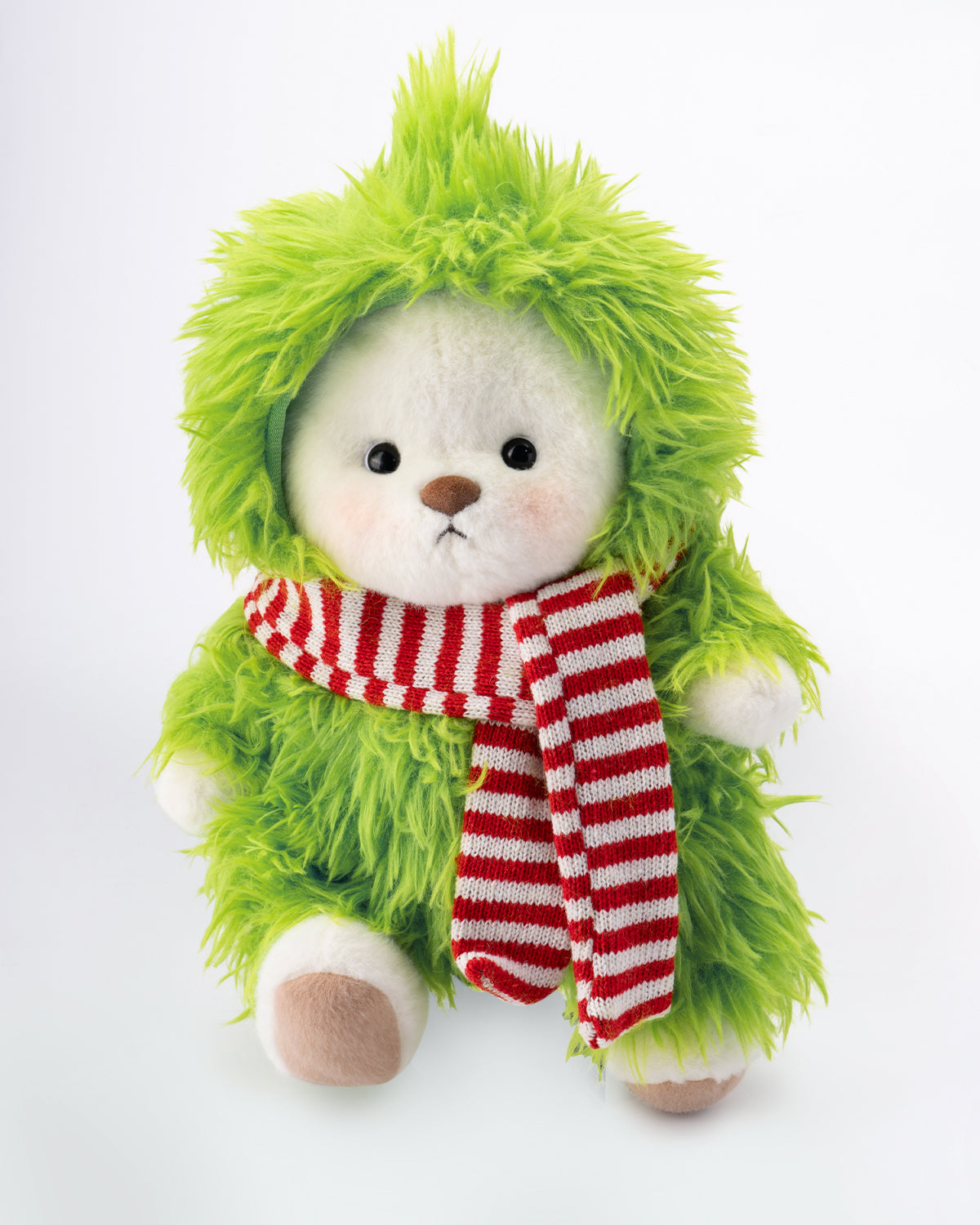 Getahug Christmas Green Fluffy Little Monster Bear | Handmade Jointed Teddy Bear Gift