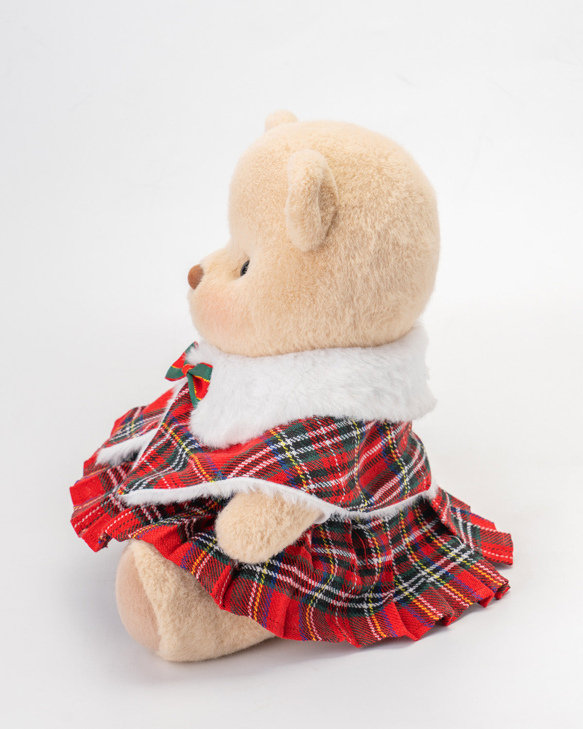 Getahug Christmas Red Plaid Cape Skirt Bear | Handmade Jointed Teddy Bear Gift