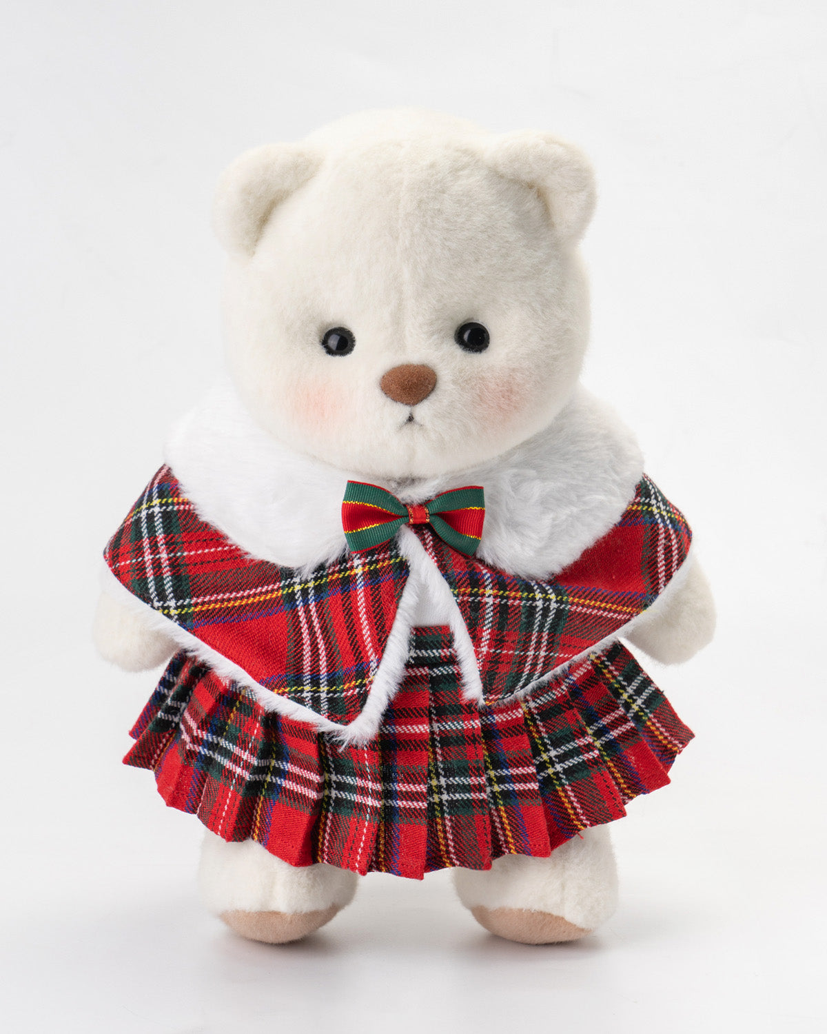 Getahug Christmas Red Plaid Cape Skirt Bear | Handmade Jointed Teddy Bear Gift