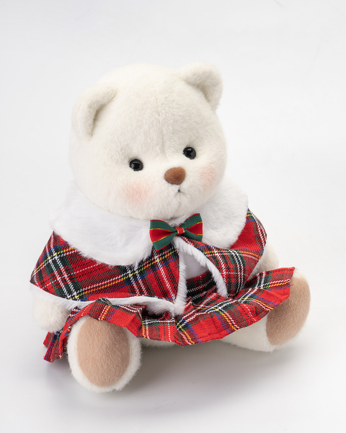 Getahug Christmas Red Plaid Cape Skirt Bear | Handmade Jointed Teddy Bear Gift