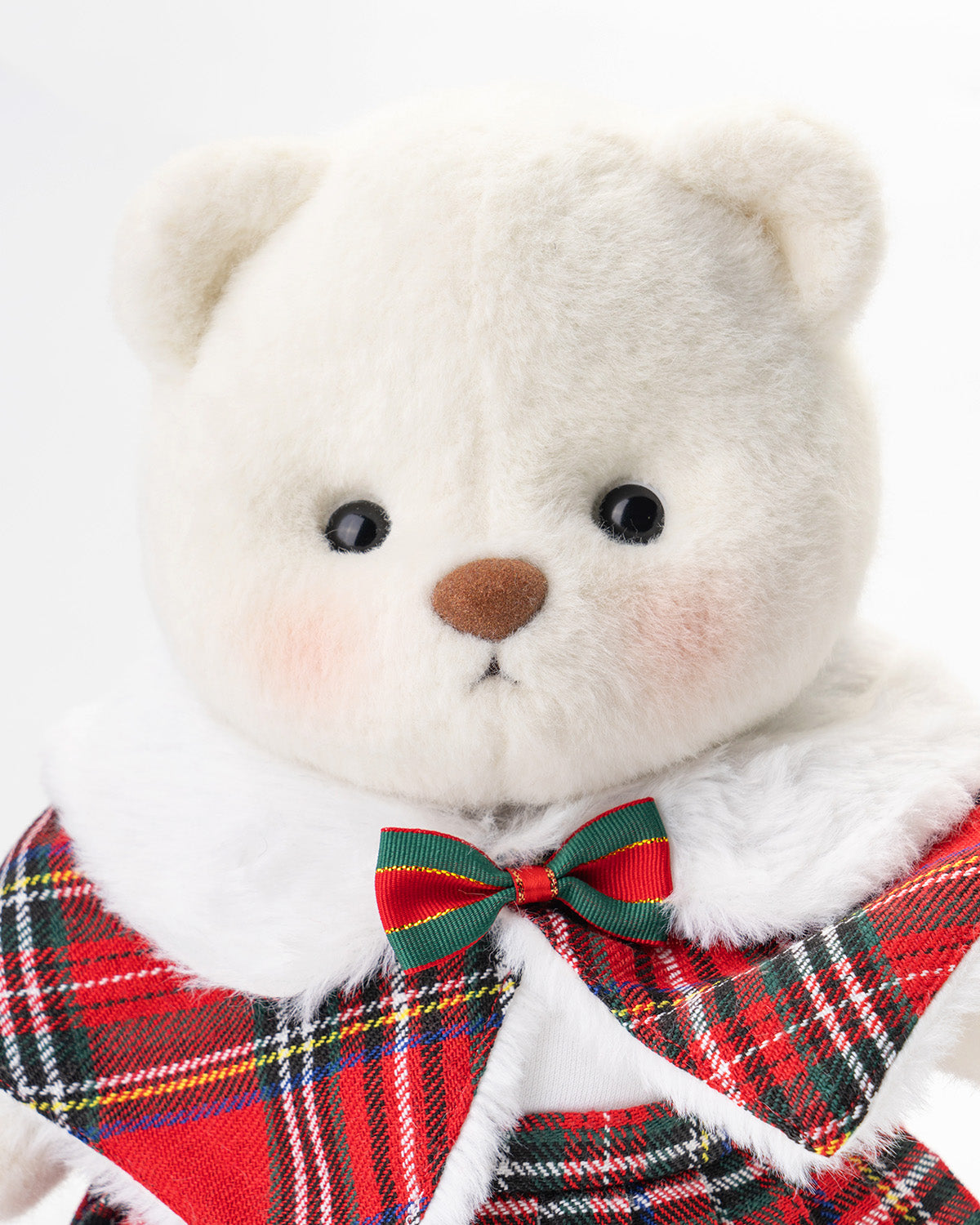 Getahug Christmas Red Plaid Cape Skirt Bear | Handmade Jointed Teddy Bear Gift