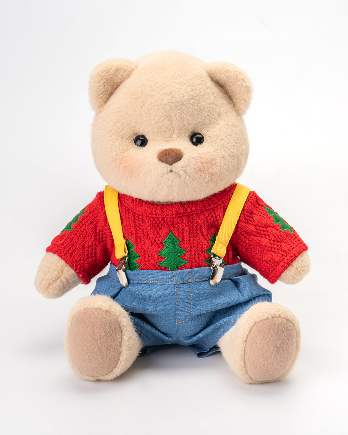 Getahug Christmas Tree Sweater Overalls Bear | Handmade Jointed Teddy Bear Gift