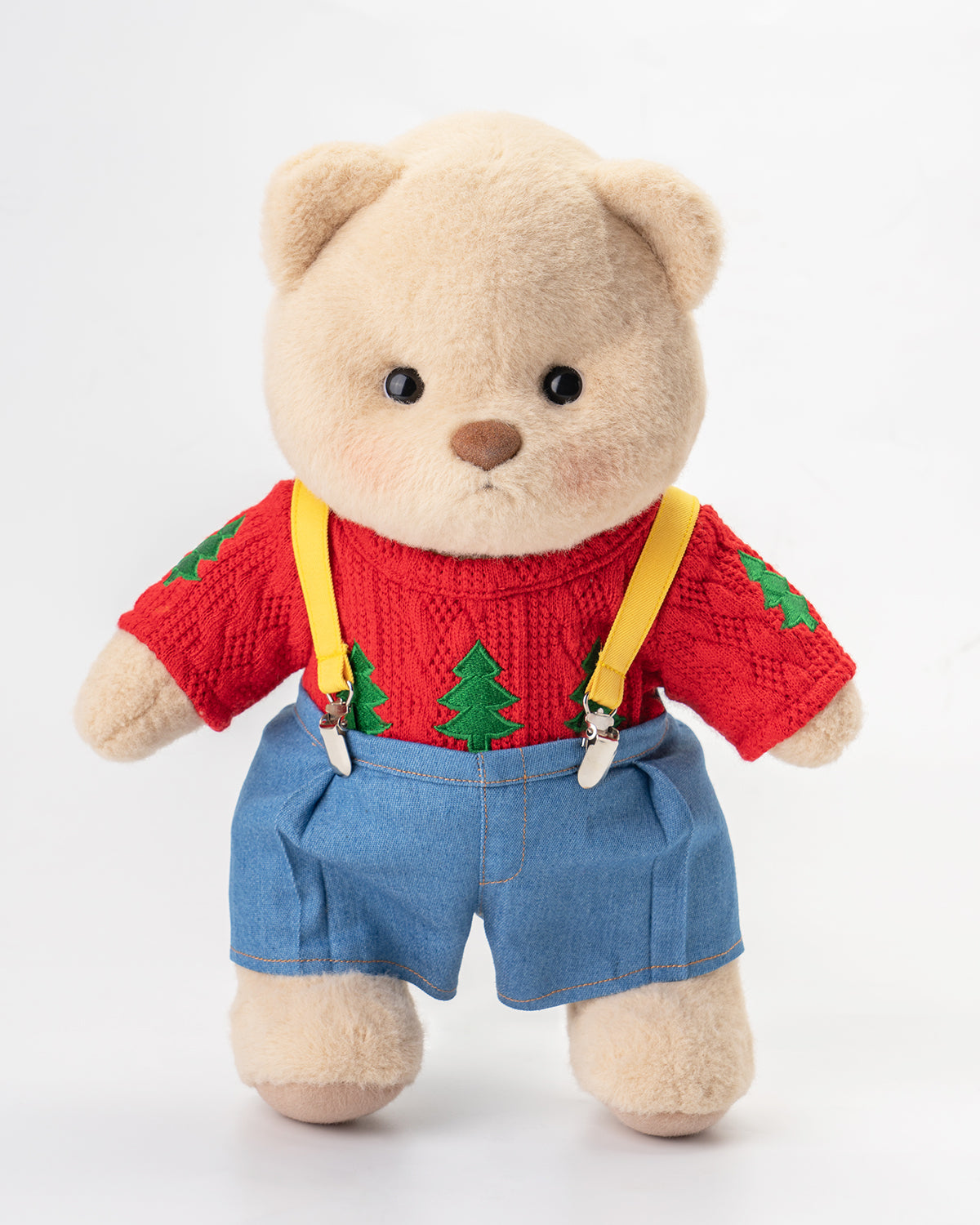 Getahug Christmas Tree Sweater Overalls Bear | Handmade Jointed Teddy Bear Gift