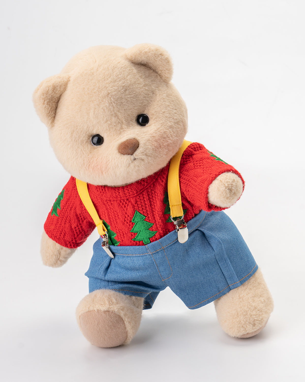 Getahug Christmas Tree Sweater Overalls Bear | Handmade Jointed Teddy Bear Gift