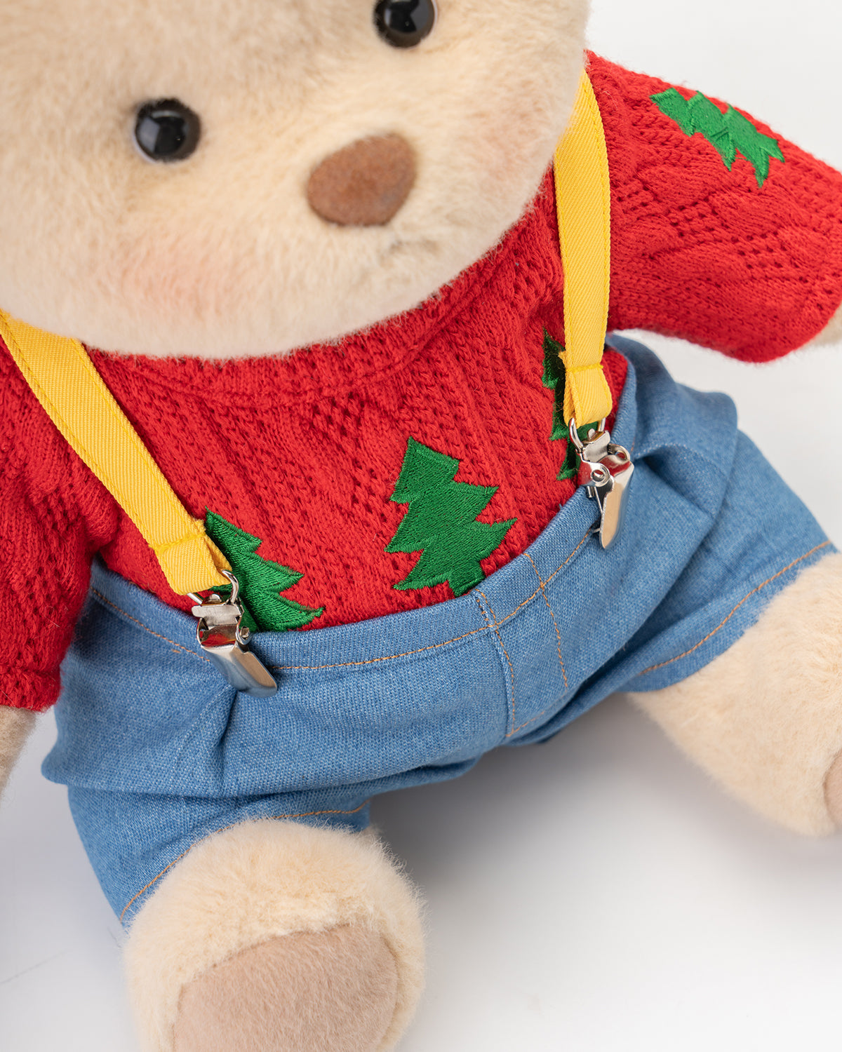 Getahug Christmas Tree Sweater Overalls Bear | Handmade Jointed Teddy Bear Gift