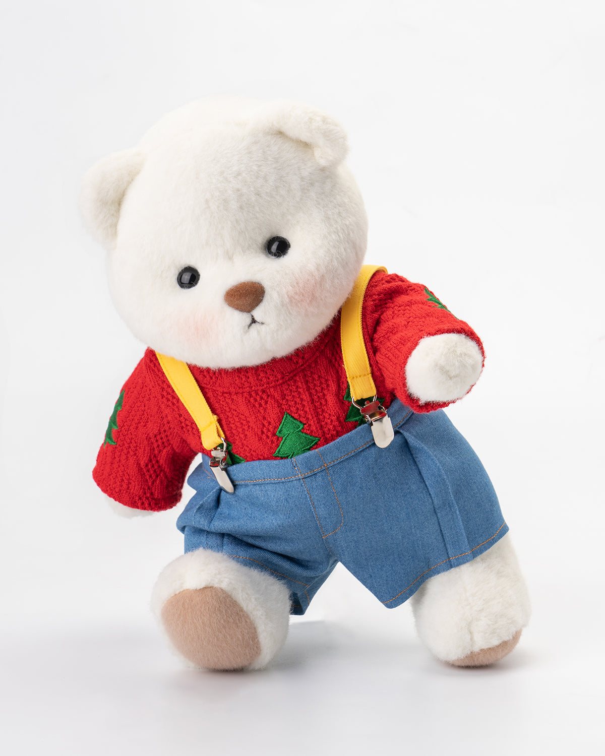 Getahug Christmas Tree Sweater Overalls Bear | Handmade Jointed Teddy Bear Gift