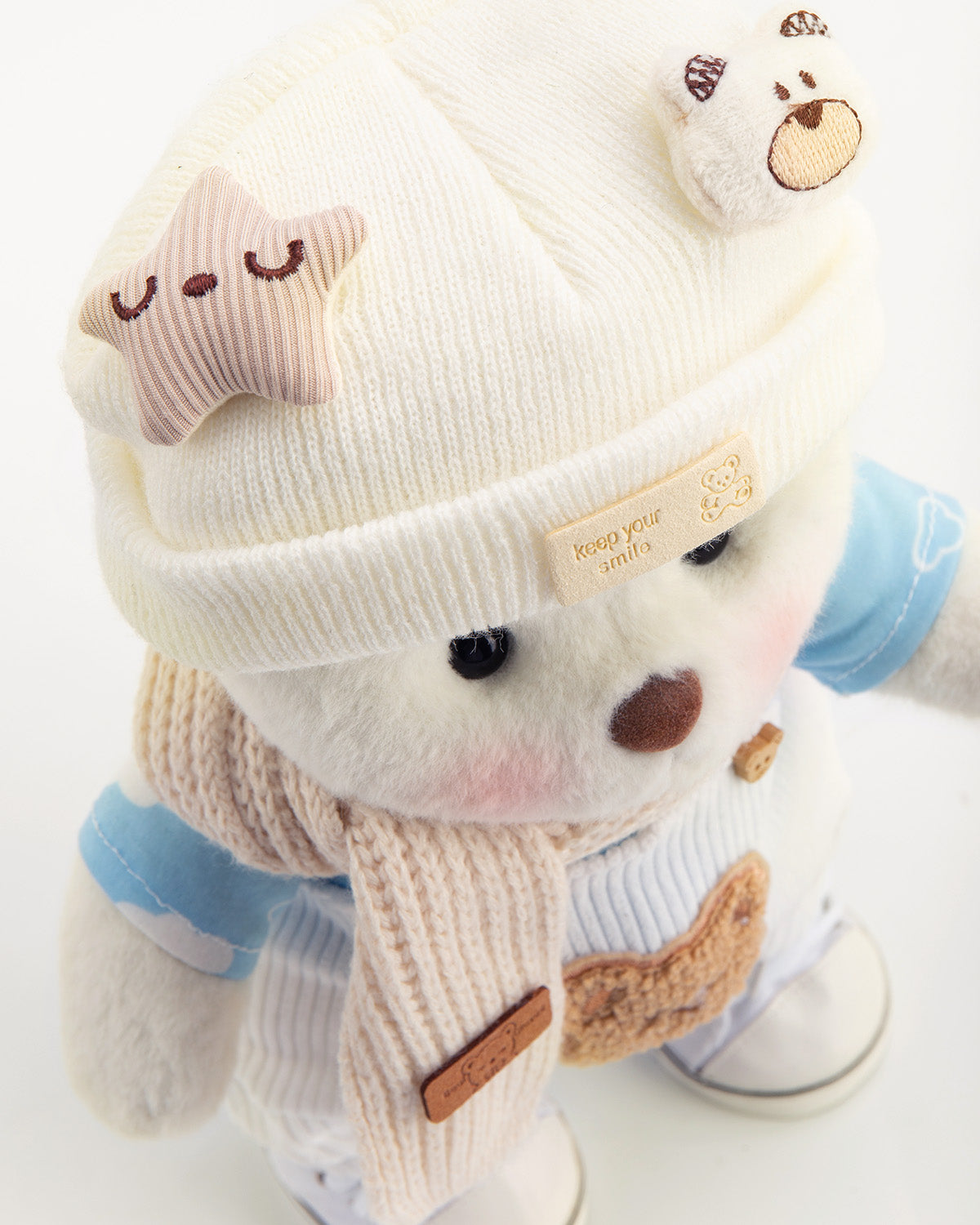 Getahug White Overalls Cool Bear | Handmade Jointed Teddy Bear Gift