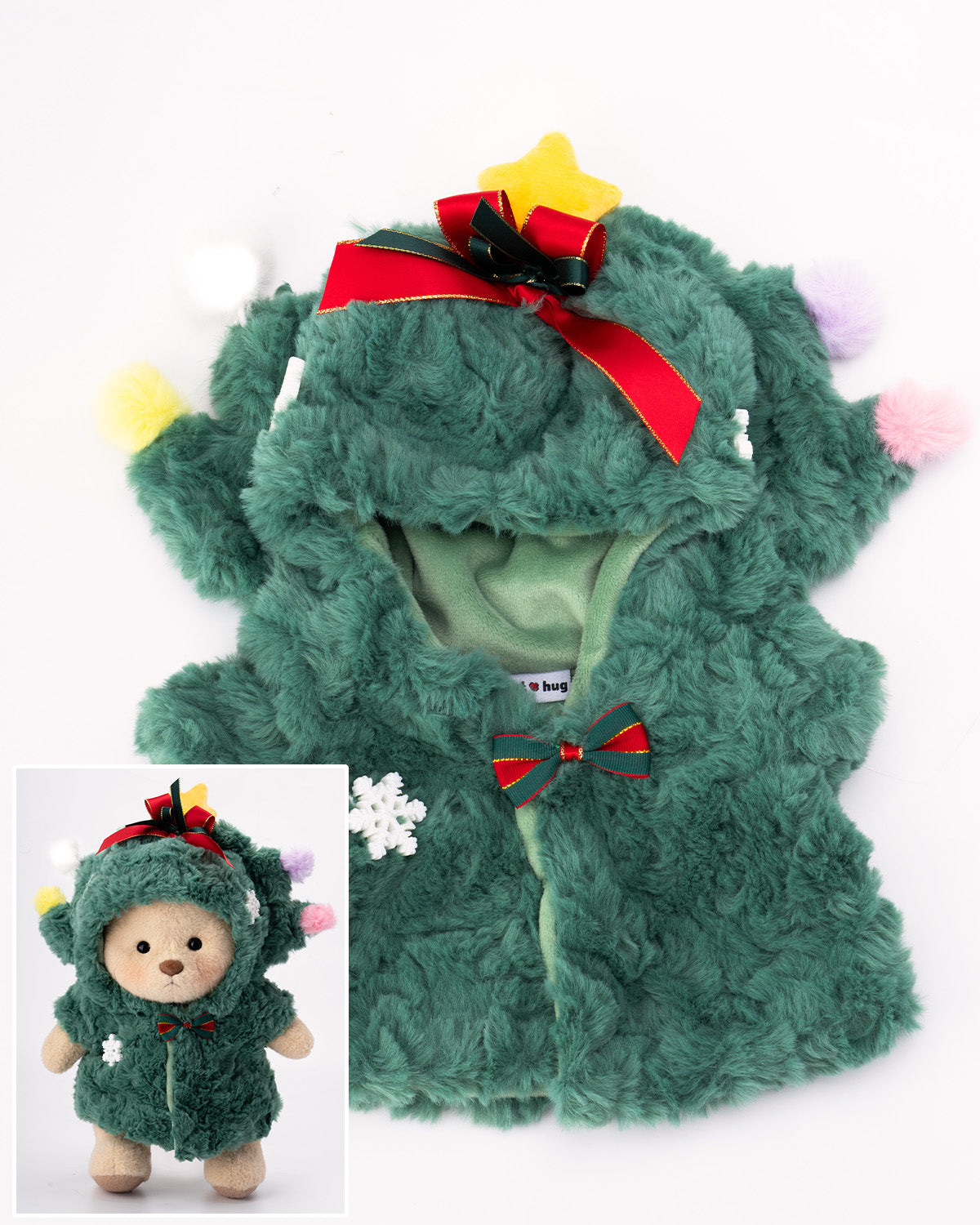 Getahug Fluffy Christmas Tree Bear | Handmade Jointed Teddy Bear Gift