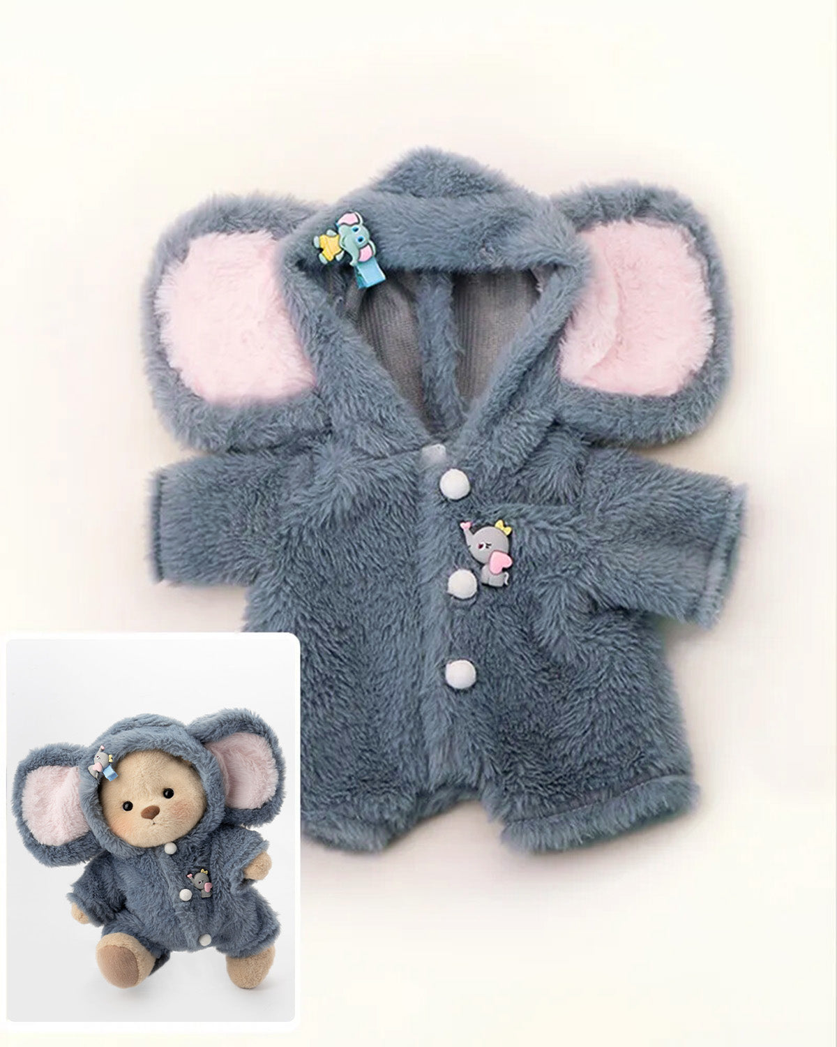 Getahug Fluffy Little Elephant Bear | Handmade Jointed Teddy Bear Gift