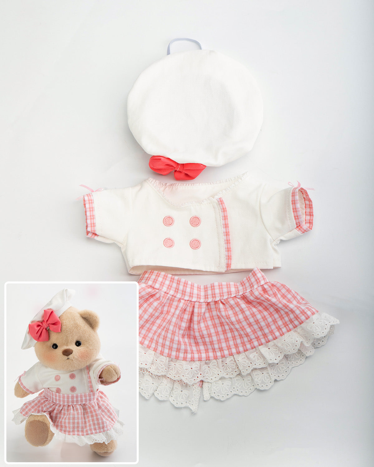 Getahug Sweet Pastry Chef White Teddy Bear | Handmade Stuffed Animal Gift