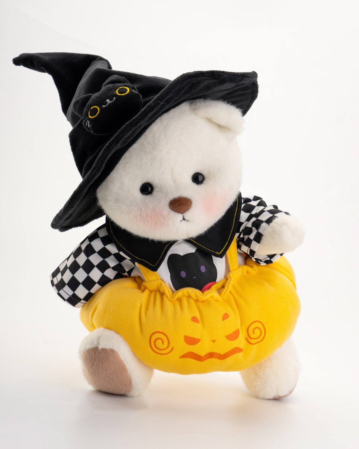 Getahug Halloween Cat Hat Pumpkin Overalls Bear | Handmade Jointed Teddy Bear Gift(Pre-sale)