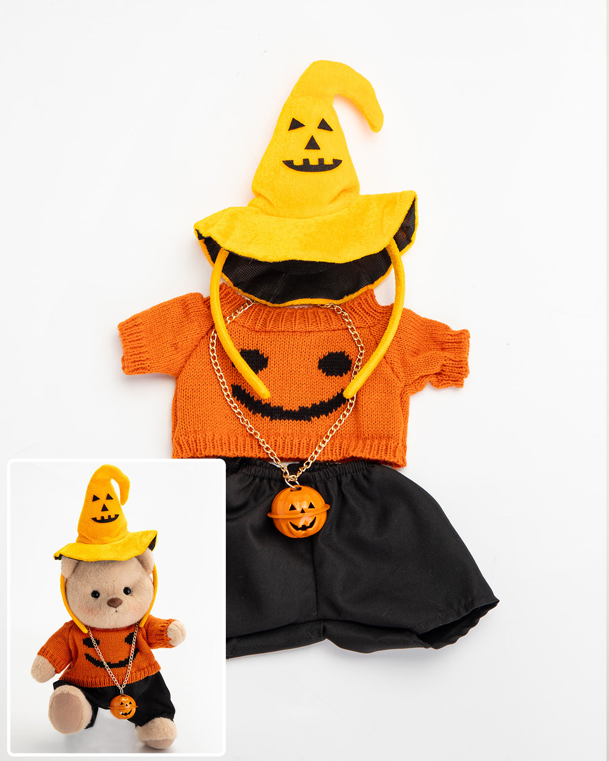 Getahug Halloween Pumpkin Hat Bear | Handmade Jointed Teddy Bear Gift