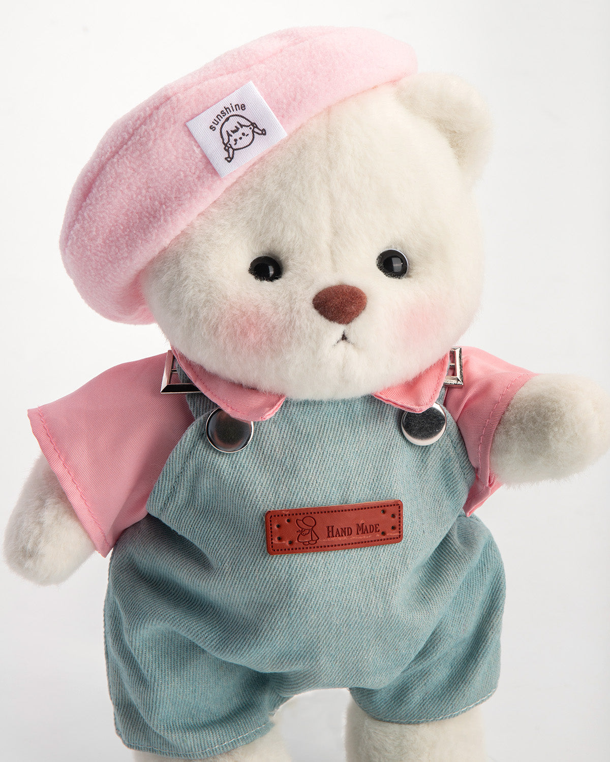 Getahug Pink Beanie Overalls Bear | Handmade Jointed Teddy Bear Gift