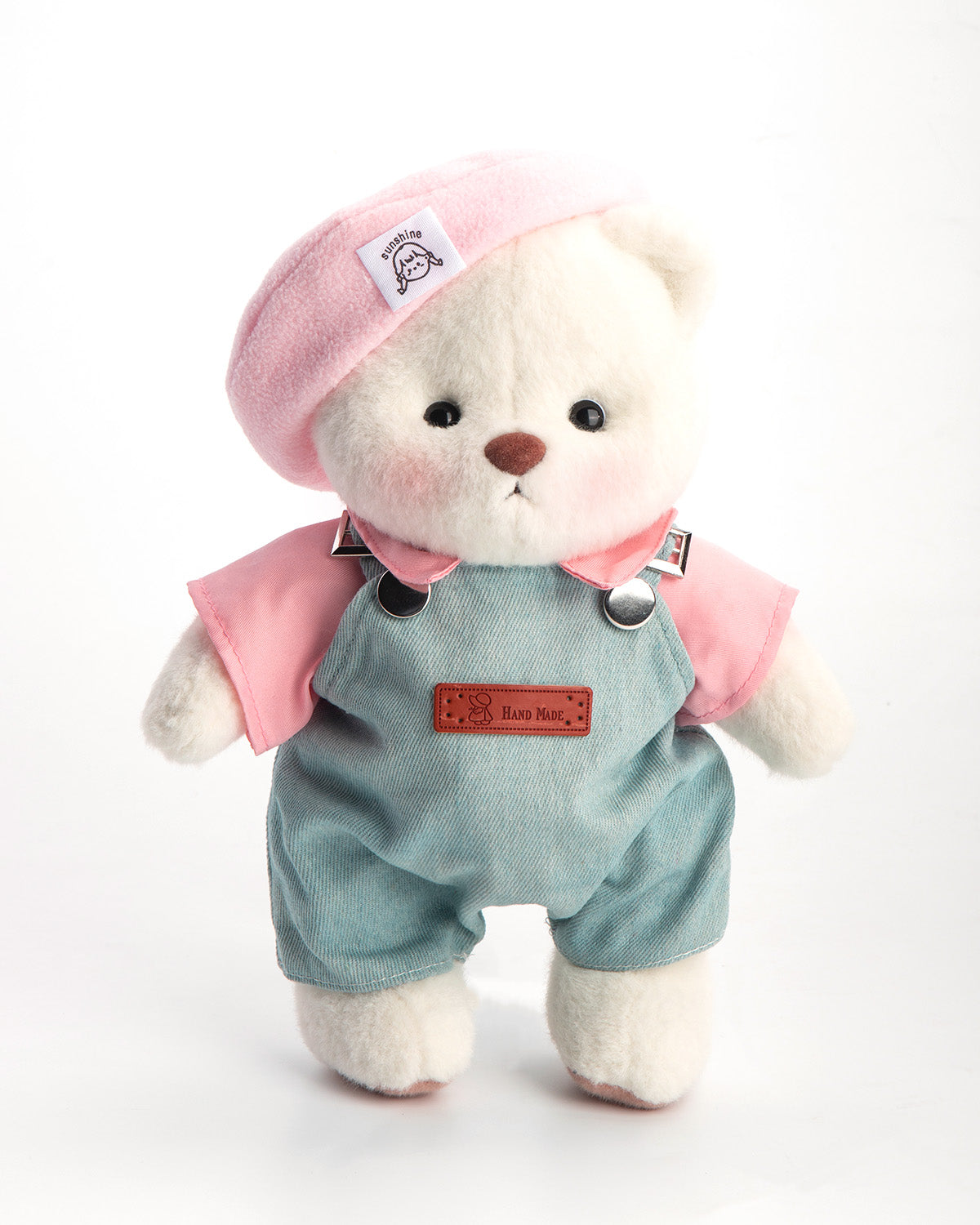 Getahug Pink Beanie Overalls Bear | Handmade Jointed Teddy Bear Gift