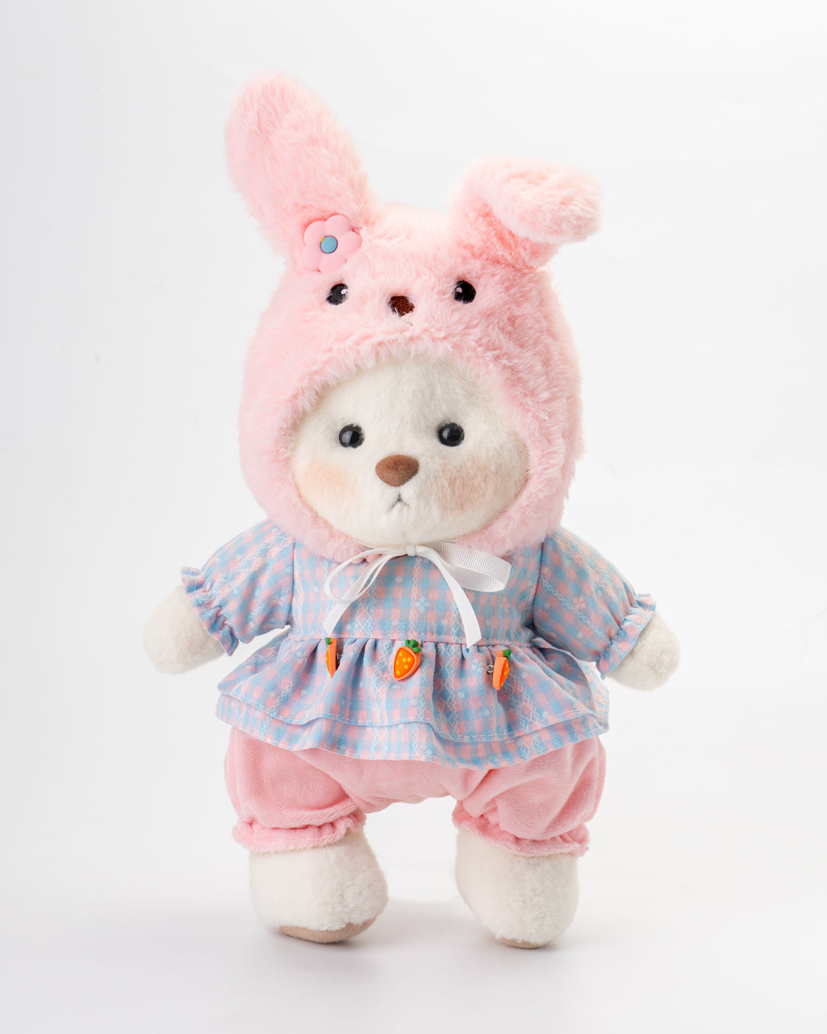 Getahug Pink Hat Carrot Easter Bear | Handmade Jointed Teddy Bear Gift