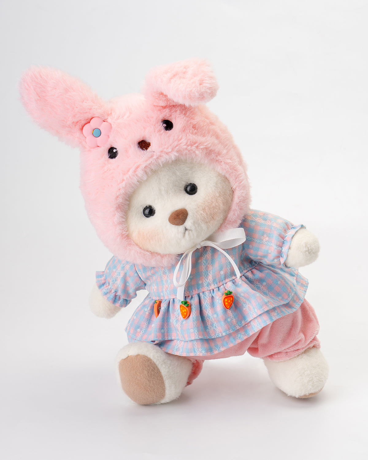 Getahug Pink Hat Carrot Easter Bear | Handmade Jointed Teddy Bear Gift