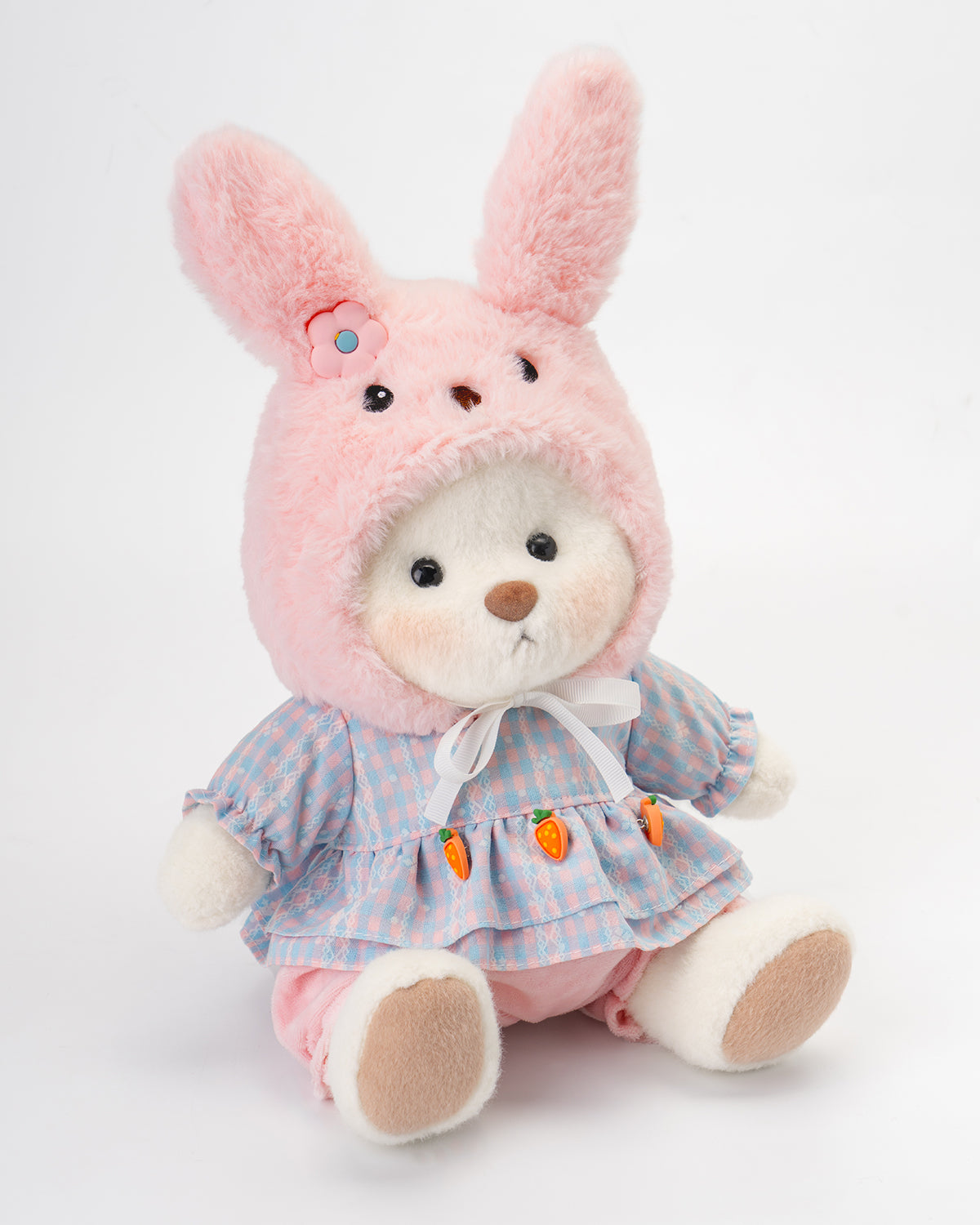 Getahug Pink Hat Carrot Easter Bear | Handmade Jointed Teddy Bear Gift