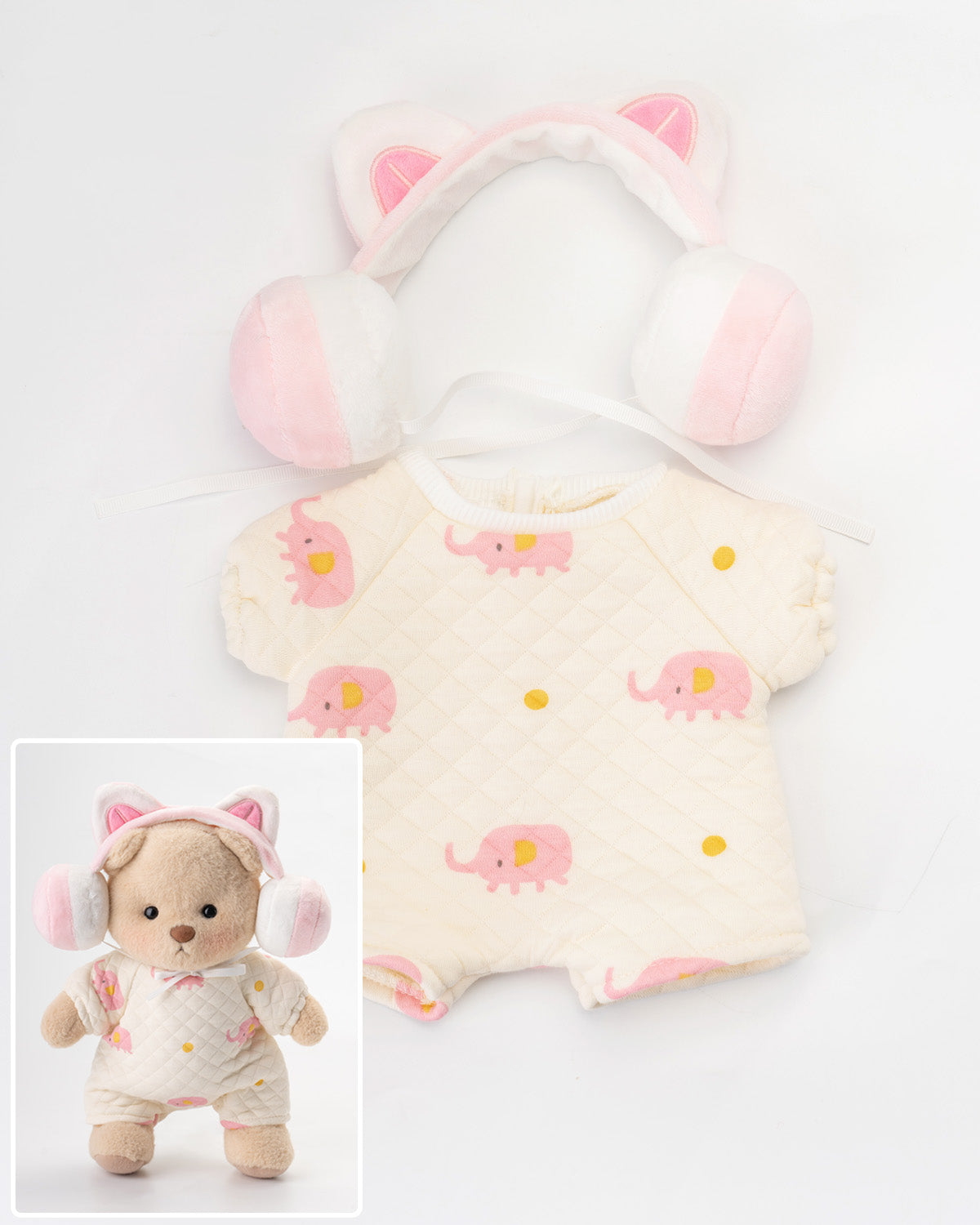 Getahug Pink Headphones Bodysuit Bear | Handmade Jointed Teddy Bear Gift