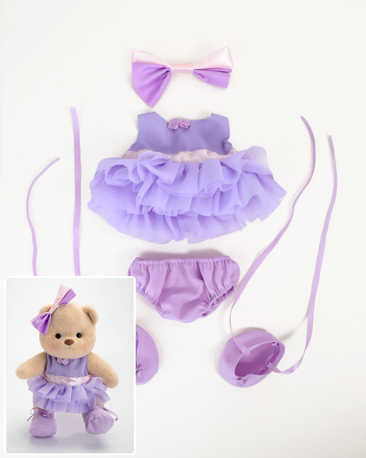 Getahug Purple Ballet Dress Bear | Handmade Jointed Teddy Bear Gift