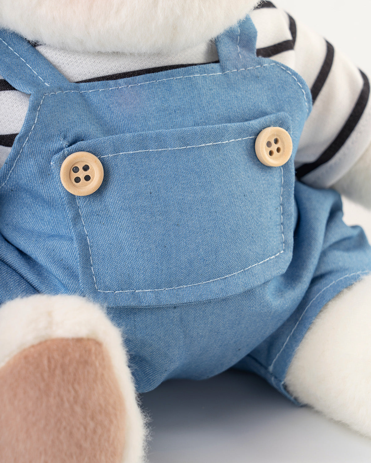 Getahug Striped Top Blue Overalls Bear | Handmade Jointed Teddy Bear Gift