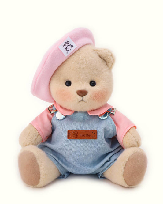 Getahug Pink Beanie Overalls | Handmade Jointed Teddy Bear Gift