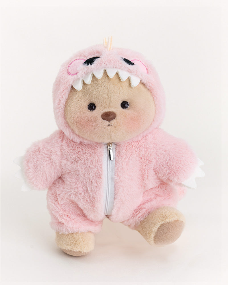 Getahug Pink Furry Dino Bear | Handmade Jointed Teddy Bear Gift