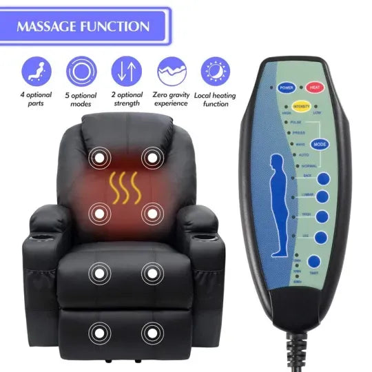 Second Half PriceFaux Leather Power Lift Recliner Chair with Massage and Heating Functions