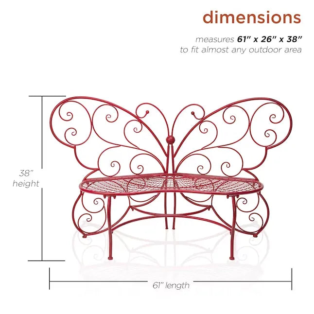 Last Day Special - Butterfly Metal Two People Outdoor Bench