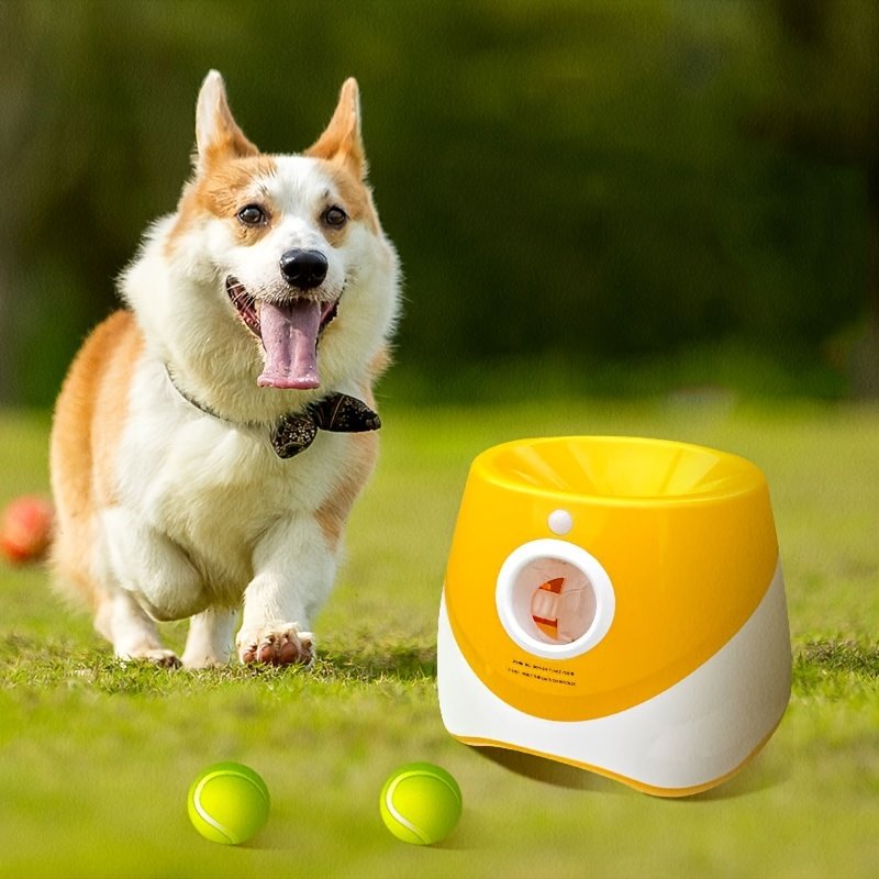 Last Day For ClearanceALL FOR PAWS Rechargeable Tennis Ball Launcher, 3 Mini Balls Included – Yellow Version