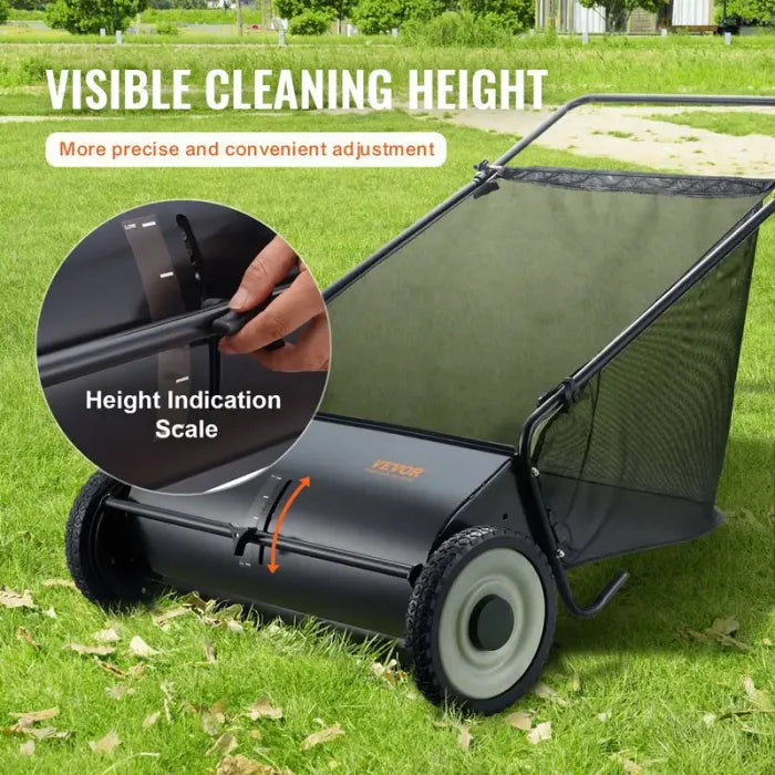 VEVOR Push Lawn Sweeper - Leaf & Grass Collector